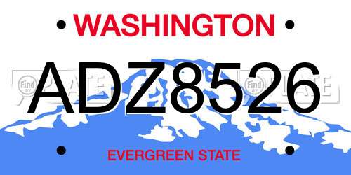 ADZ8526 Washington License Plate
