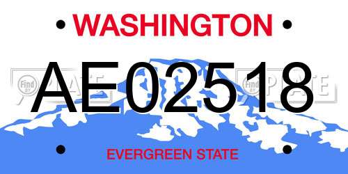 AE02518 Washington License Plate