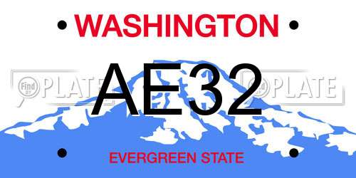 AE32 Washington License Plate