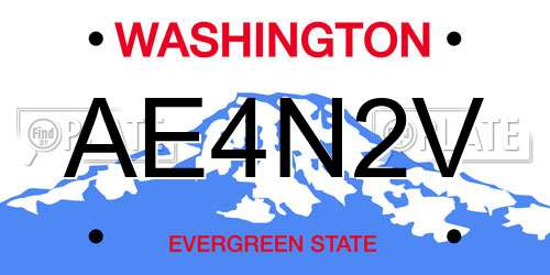 AE4N2V Washington License Plate
