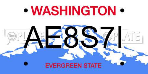 AE8S7I Washington License Plate