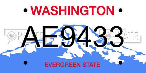 AE9433 Washington License Plate