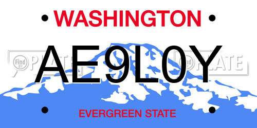 AE9L0Y Washington License Plate