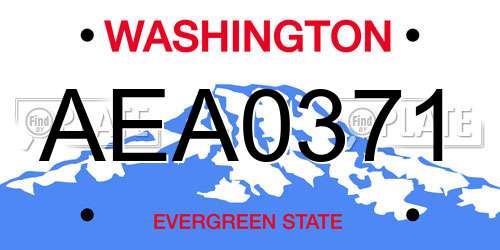 AEA0371 Washington License Plate