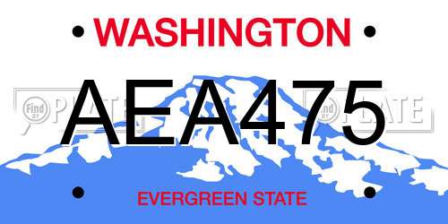 AEA475 Washington License Plate