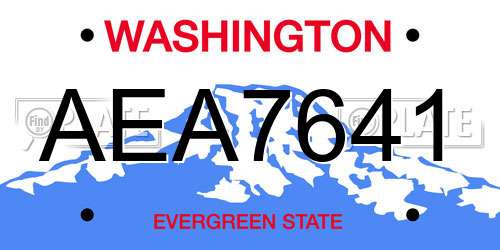 AEA7641 Washington License Plate