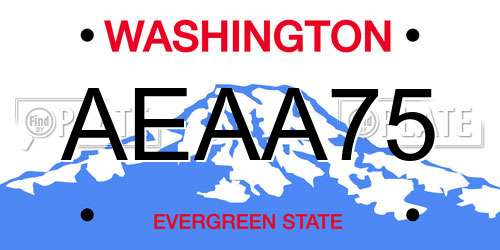 AEAA75 Washington License Plate