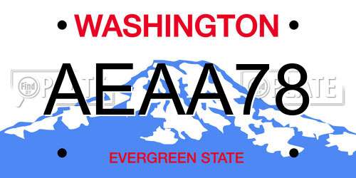 AEAA78 Washington License Plate