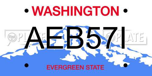 AEB57I Washington License Plate