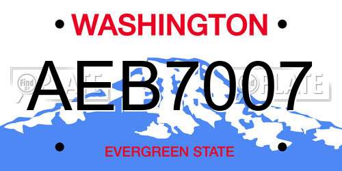 AEB7007 Washington License Plate