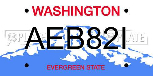 AEB82I Washington License Plate