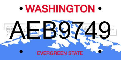 AEB9749 Washington License Plate