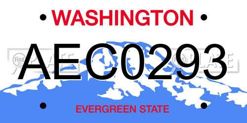 AEC0293 Washington License Plate