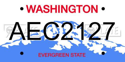 AEC2127 Washington License Plate