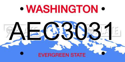AEC3031 Washington License Plate