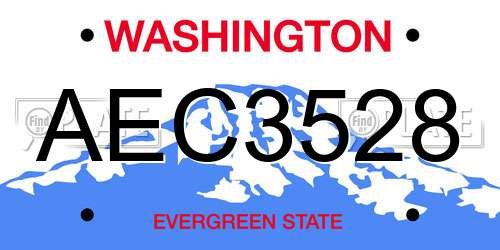 AEC3528 Washington License Plate