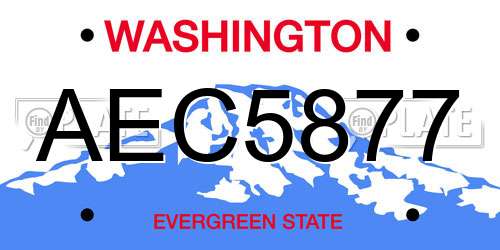 AEC5877 Washington License Plate
