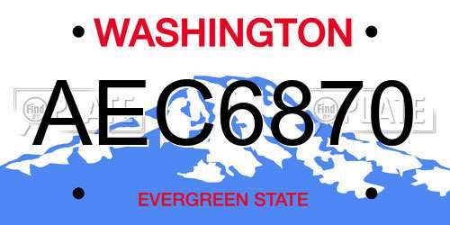 AEC6870 Washington License Plate