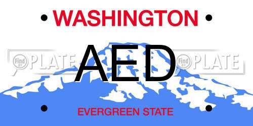 AED Washington License Plate