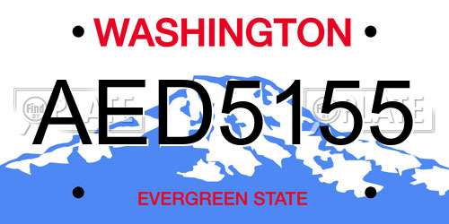 AED5155 Washington License Plate