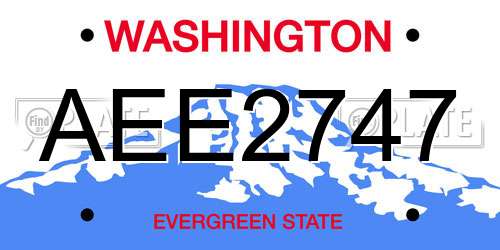 AEE2747 Washington License Plate