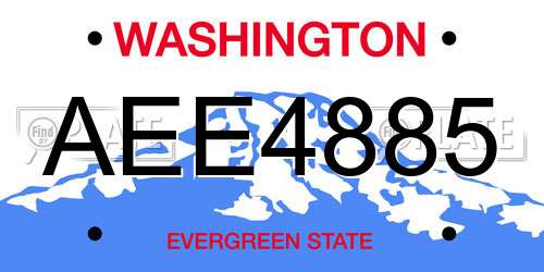 AEE4885 Washington License Plate