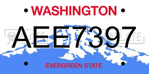 AEE7397 Washington License Plate