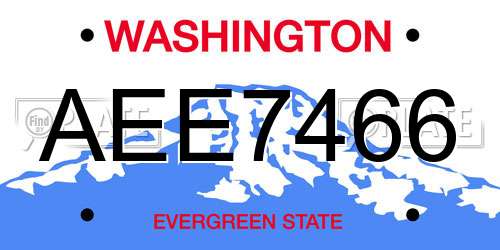 AEE7466 Washington License Plate