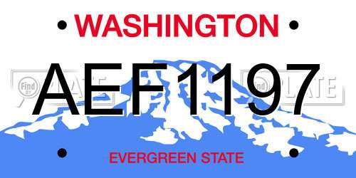 AEF1197 Washington License Plate
