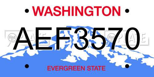 AEF3570 Washington License Plate