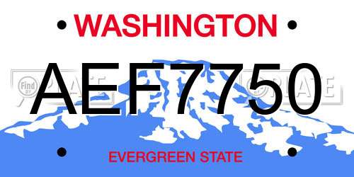 AEF7750 Washington License Plate