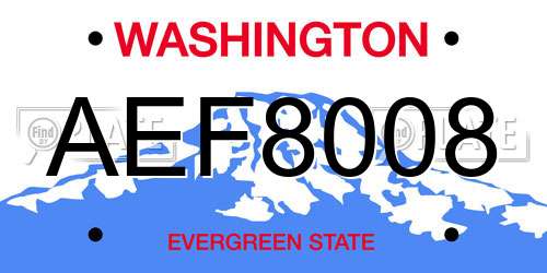 AEF8008 Washington License Plate