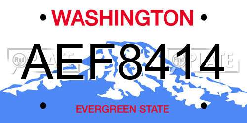 AEF8414 Washington License Plate