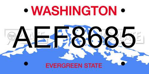 AEF8685 Washington License Plate