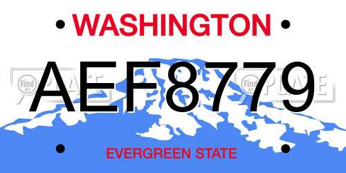 AEF8779 Washington License Plate