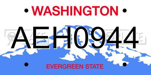 AEH0944 Washington License Plate