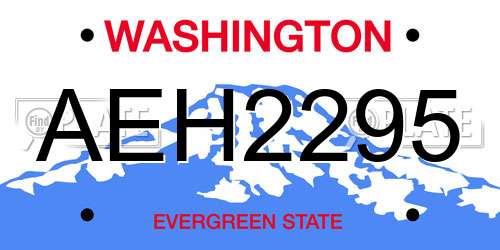 AEH2295 Washington License Plate