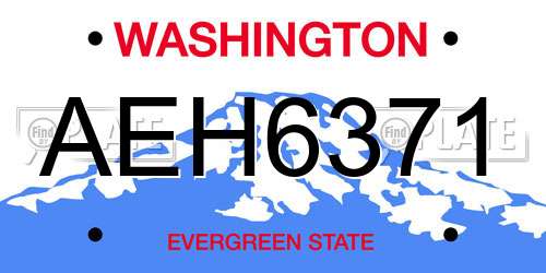 AEH6371 Washington License Plate