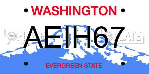 AEIH67 Washington License Plate