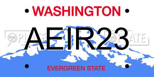 AEIR23 Washington License Plate