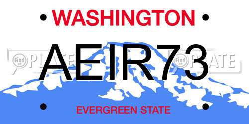 AEIR73 Washington License Plate