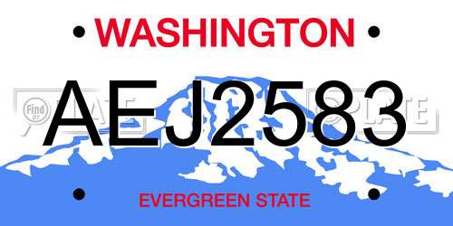 AEJ2583 Washington License Plate