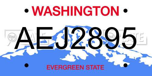 AEJ2895 Washington License Plate