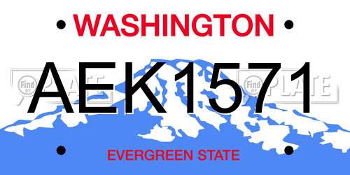 AEK1571 Washington License Plate