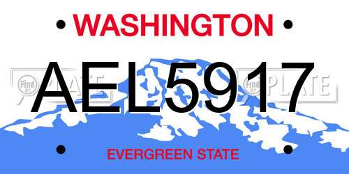 AEL5917 Washington License Plate
