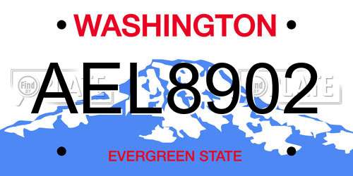 AEL8902 Washington License Plate
