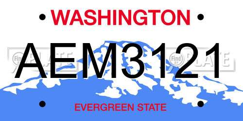 AEM3121 Washington License Plate