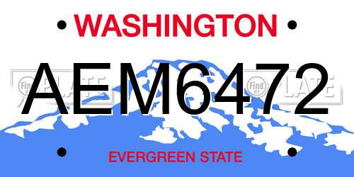 AEM6472 Washington License Plate