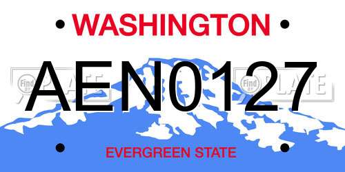 AEN0127 Washington License Plate