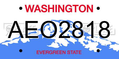 AEO2818 Washington License Plate